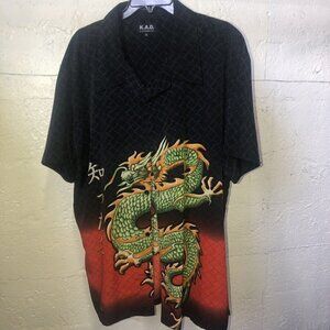 K.A.D. Clothing Co. Casual Button Up Shirt Mens XL Multicolor Dragon